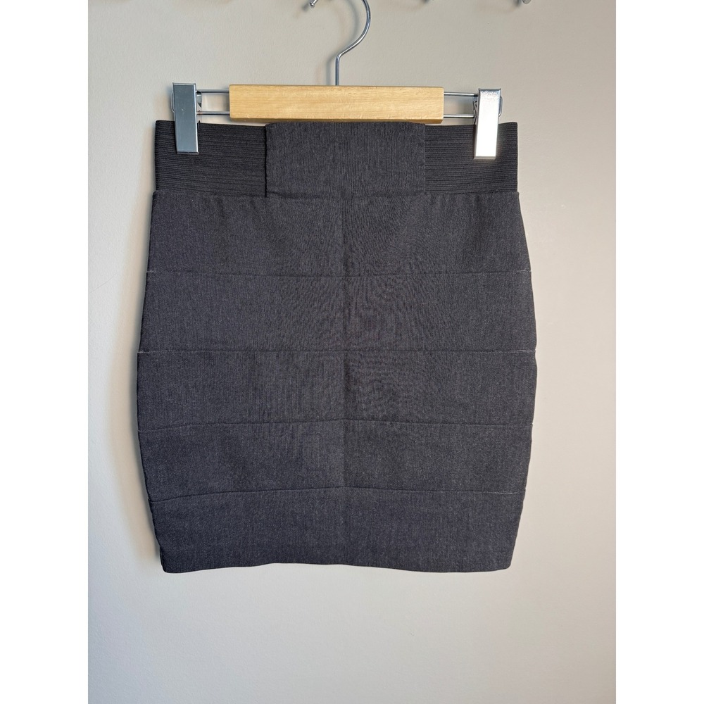 Seduction Bandage Mini Skirt Small Ribbed Bodycon Dark Gray‎ Goth Indie Sleaze